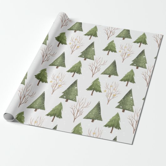 Rustieke pijnbomen in Natuur Cadeaupapier (Uitgerold)
