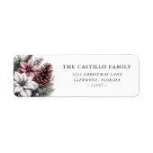 Rustieke Pine Cone en Poinsettia Etiket (Voorkant)