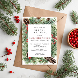 Rustieke Pine Cone Holly Christmas Vrijgezellenfee Kaart