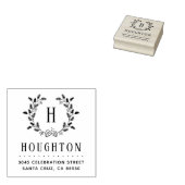 Rustieke Pine Cone Krans Monogram Retouradres Rubberstempel (Gestempeld)