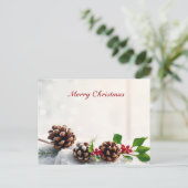 Rustieke Pine Cone Merry Christmas  Briefkaart (Staand voorkant)