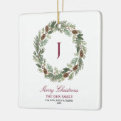 Rustieke Pine Krans Kerstmis Keramisch Ornament (Links)