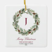 Rustieke Pine Krans Kerstmis Keramisch Ornament (Voorkant)