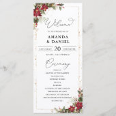 Rustieke Pine Poinsettia Bloemen Wedding Programma (Voorkant)