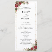 Rustieke Pine Poinsettia Bloemen Wedding Programma (Voorkant)