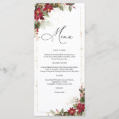 Rustieke Pine Poinsettia Bloemenbruiloft Menu (Voorkant)