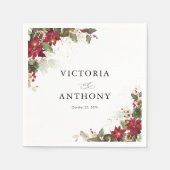 Rustieke Pine Poinsettia bruiloft servetten (Voorkant)