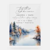 Rustieke Pine Tree Adventure bruiloft Acryl Bord (Voorkant)