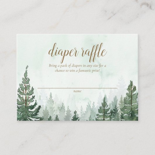 Rustieke Pine Tree Forest Baby Luier Raffle Informatiekaartje (Voorkant)