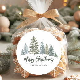 Rustieke Pine Tree Kerstmis Ronde Sticker