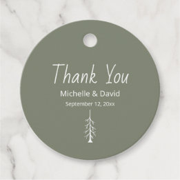 Rustieke Pine Tree Sage Green Wedding Dank u Bedankjes Labels