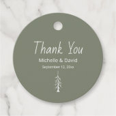 Rustieke Pine Tree Sage Green Wedding Dank u Bedankjes Labels (Voorkant)