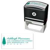 Rustieke Pine Tree Script naam & retour adres Zelfinktende Stempel (In situ)