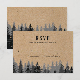 Rustieke Pine Trees Kraft Winter Reply Kaart