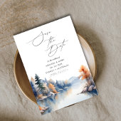 Rustieke Pine Trees Wedding Save the Date Kaart