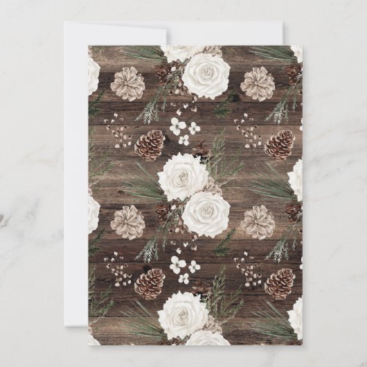 Rustieke Pine Winter Wedding Kaart (Achterkant)