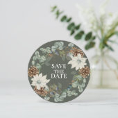 Rustieke Pinecone Botanical op Groen SAVE DE DATUM Save The Date (Staand voorkant)