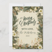 Rustieke Pinecone Candle Kerstmis Feestdagenkaart (Voorkant)