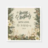 Rustieke Pinecone Candle Kerstmis Servet (Voorkant)