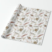 Rustieke Pinecone & Evergreen Kerstmis Cadeaupapier (Uitgerold)