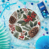 Rustieke Pinecone Kerstmis Papieren Bordje (Feest)