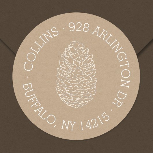 Rustieke Pinecone ronde retour adreslabel Ronde Sticker