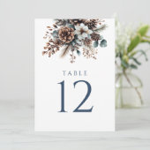 Rustieke Pinecone Waterverf Bloemen Tafelnummer (Staand voorkant)