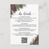 Rustieke Pinecones Bruiloft QR Code Details Informatiekaartje (Voorkant)