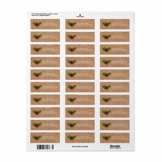Rustieke Pinecones en takken Etiket (Full Sheet)