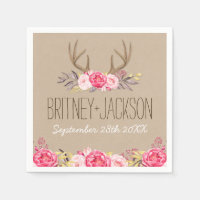 Rustieke Pioen en Herten Antler bruiloft servetten