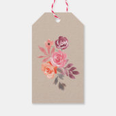 Rustieke Pioenrozen Elegant Script Vrijgezellenfee Cadeaulabel (Achterkant)