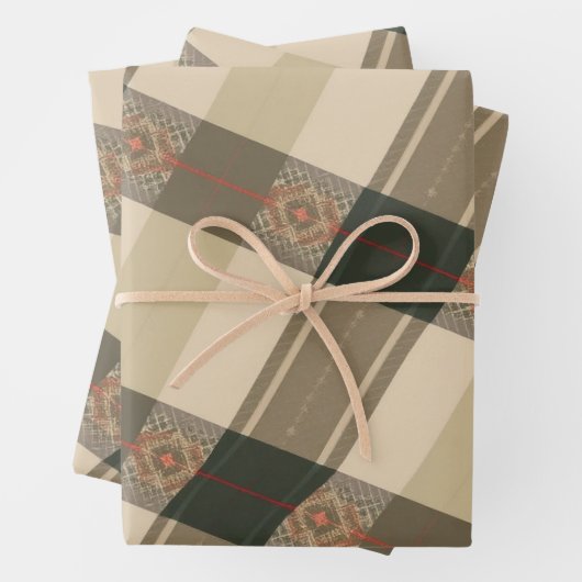 Rustieke Plaid Elegance: Folk Engels Design Inpakpapier Vel (In situ)