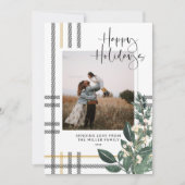 Rustieke Plaid Greenery Vakantiefoto Feestdagenkaart (Voorkant)