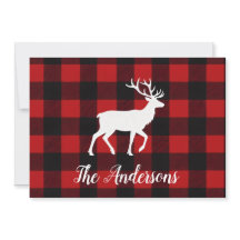 Rustieke Plaid Hert Persoonlijke Kerstkaart