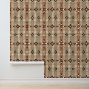 Rustieke Plaid Kerstmis Sneeuwvlok Patroon Behang