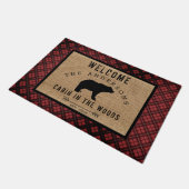 Rustieke Plaid Pattern Beer Welkom Cabin in Bossen Deurmat (Schuin)
