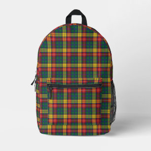 Rustieke Plaid Rood Geel Groen Buchanan Tartan Bedrukte Rugzak