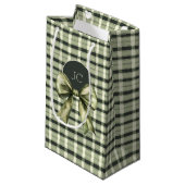 Rustieke Plaid Waterverf Bow Modern Green Monogram Klein Cadeauzakje (Voorkant Gekanteld)