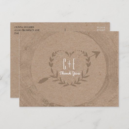 rustieke plak hout | Dank u Briefkaart (Voorkant / Achterkant)