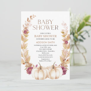 Rustieke Plum Brown Herfst Pompoen thema Baby show Kaart
