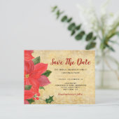 Rustieke Poinsettia | Sla de datum op Kerstfeest Aankondigingskaart (Staand voorkant)