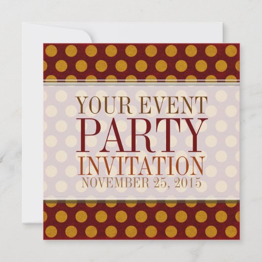 Rustieke Polka Dots Custom Party uitnodigingen (Voorkant)