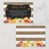 Rustieke Pompoen Burlap Baby shower Boekaanvraag Informatiekaartje (Voorkant / Achterkant)