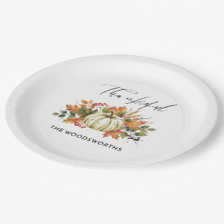 Rustieke Pompoen Familie Naam Thanksgiving Papieren Bordje