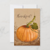 Rustieke pompoen  geruite dankbaar bedankkaart (Voorkant)