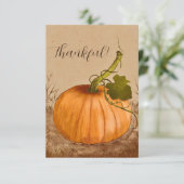 Rustieke pompoen  geruite dankbaar bedankkaart (Staand voorkant)