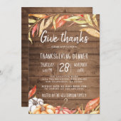 Rustieke Pompoen Gouden Blad Thanksgiving Diner Kaart (Voorkant / Achterkant)