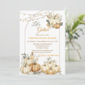 Rustieke Pompoen Herfst Bloemen Thanksgiving Diner Kaart (Staand voorkant)