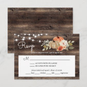 Rustieke Pompoen Herfst Houten Bruiloft Met Maalti RSVP Kaartje (Voorkant / Achterkant)