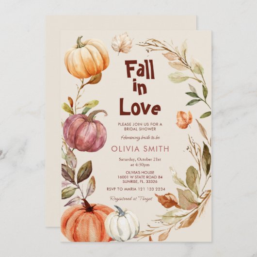 Rustieke pompoen Herfst in liefde paar douche Kaart (Voorkant / Achterkant)